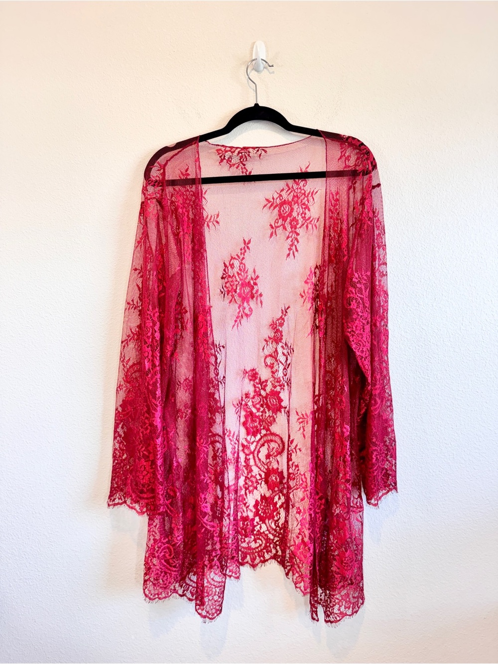 Y2K White Lace Sheer Kimono Robe Floral Mesh Coquette Romantic Festival 4XL k86
